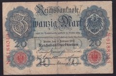ALMANYA 20 MARK 1914 TEMİZ eski kağıt para fiyatları