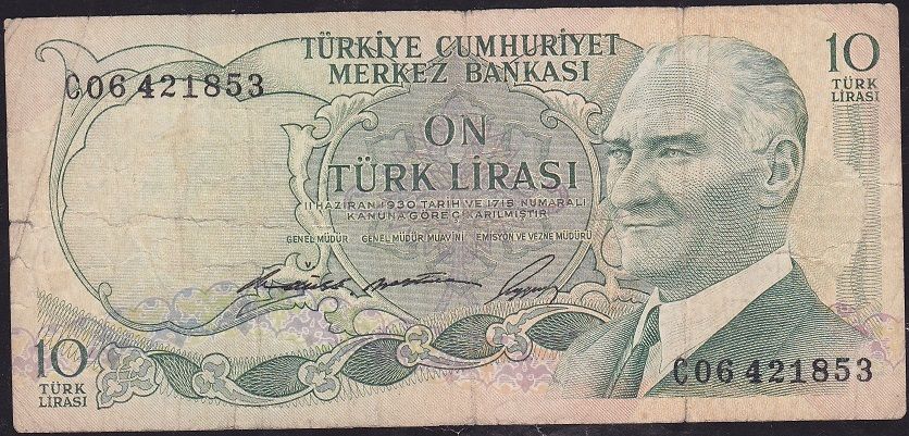 6.Emisyon 1.Tertip 10 Lira C06 421853 Temiz