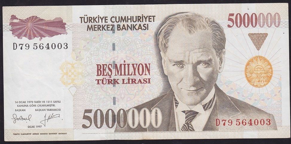 7.Emisyon 5 000 000 Lira D79 564003 Çok Temiz+