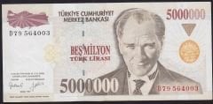 7.Emisyon 5 000 000 Lira D79 564003 Çok Temiz+
