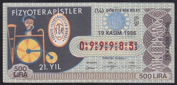 1986 19 KASIM ÇEYREK BİLET Ç SERİSİ