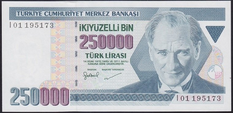 7.EMİSYON 3.TERTİP 250000 LİRA I01 195173 ÇİL