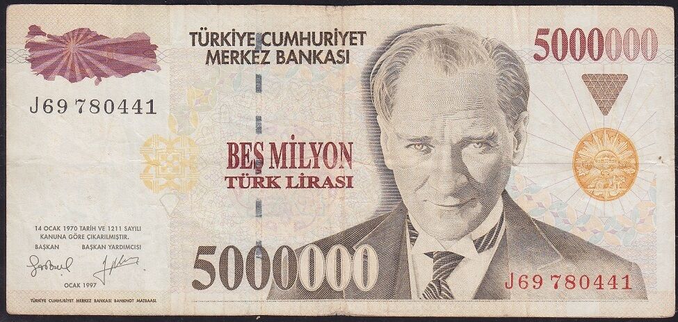 7.Emisyon 5 000 000 Lira J69 780441 Çok Temiz
