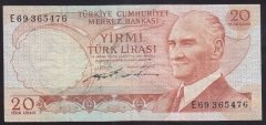 6.EMİSYON 2.TERTİP 20 LİRA E69 365476 ÇOK TEMİZ +