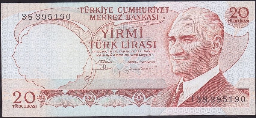 6.Emisyon 4.Tertip 20 Lira I38 395190 Çil