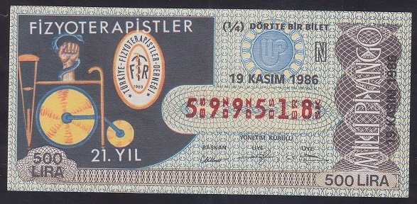 1986 19 KASIM ÇEYREK BİLET N SERİSİ