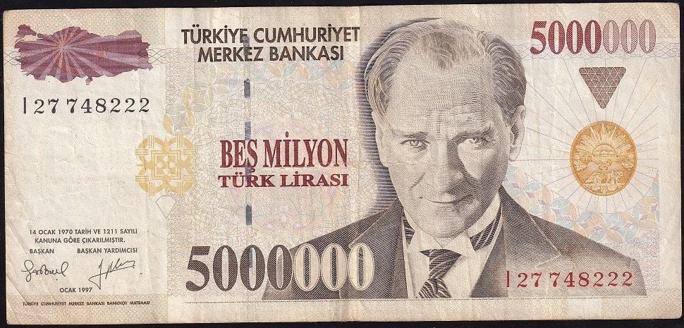 7.Emisyon 5 000 000 Lira I27 748222 Çok Temiz