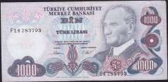 6.Emisyon 3.Tertip 1000 Lira F14 283793 Çok Temiz +