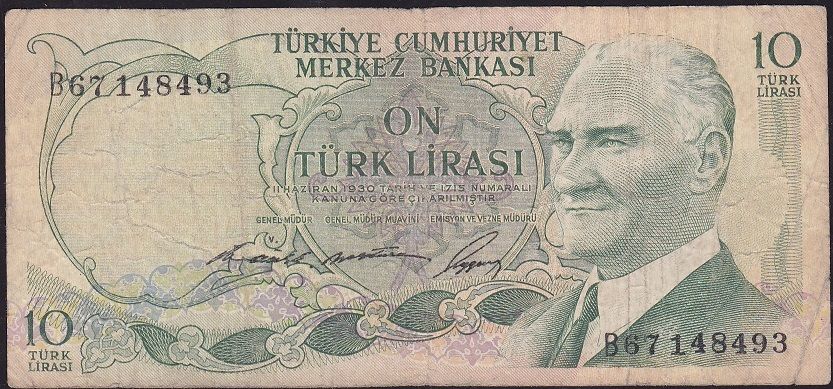 6.Emisyon 1.Tertip 10 Lira B67 148493 Temiz