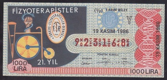 1986 19 KASIM YARIM BİLET Y SERİSİ