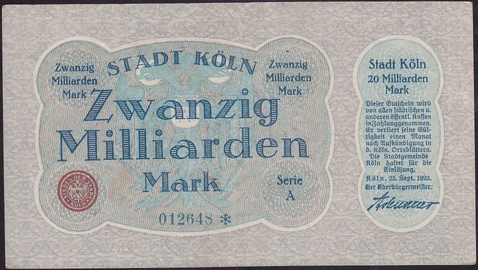 ALMANYA 20 MİLYAR MARK 1923  ÇÇT +
