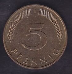 Almanya 5 Pfennig 1990 J