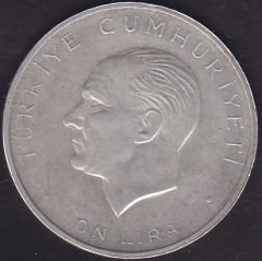1960 Yılı 10 Lira - Hakimiyet Milletindir İhtilal Gümüş (15 Gram)