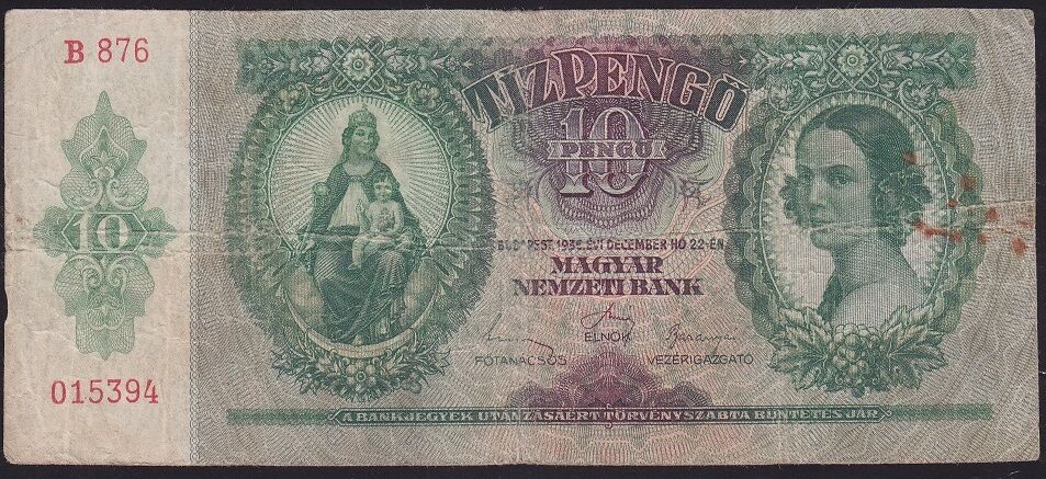 Macaristan 10 Pengo 1936 Çok Temiz