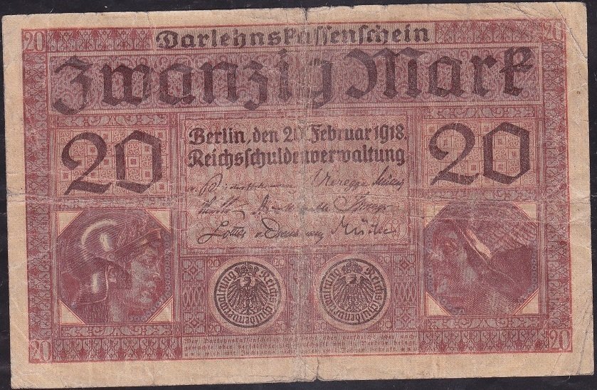 Almanya 20 Mark 1918 Çok Temiz
