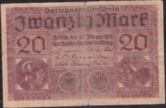 Almanya 20 Mark 1918 Çok Temiz