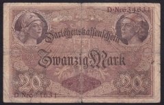 ALMANYA 20 MARK 1914 TEMİZ PİCK 48a ( 6 RAKAM)
