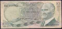 6.Emisyon 1.Tertip 10 Lira B41 039793 Çok Temiz