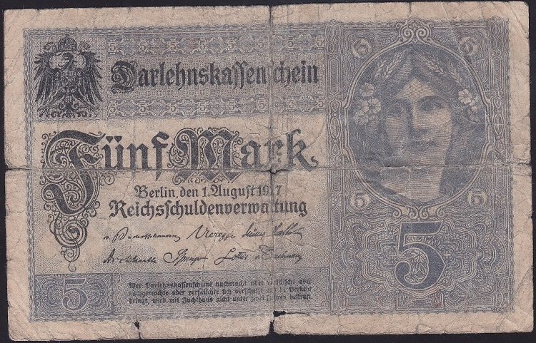 ALMANYA 5 MARK 1917 HALİYLE