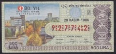 1986 29 KASIM ÇEYREK BİLET N SERİSİ