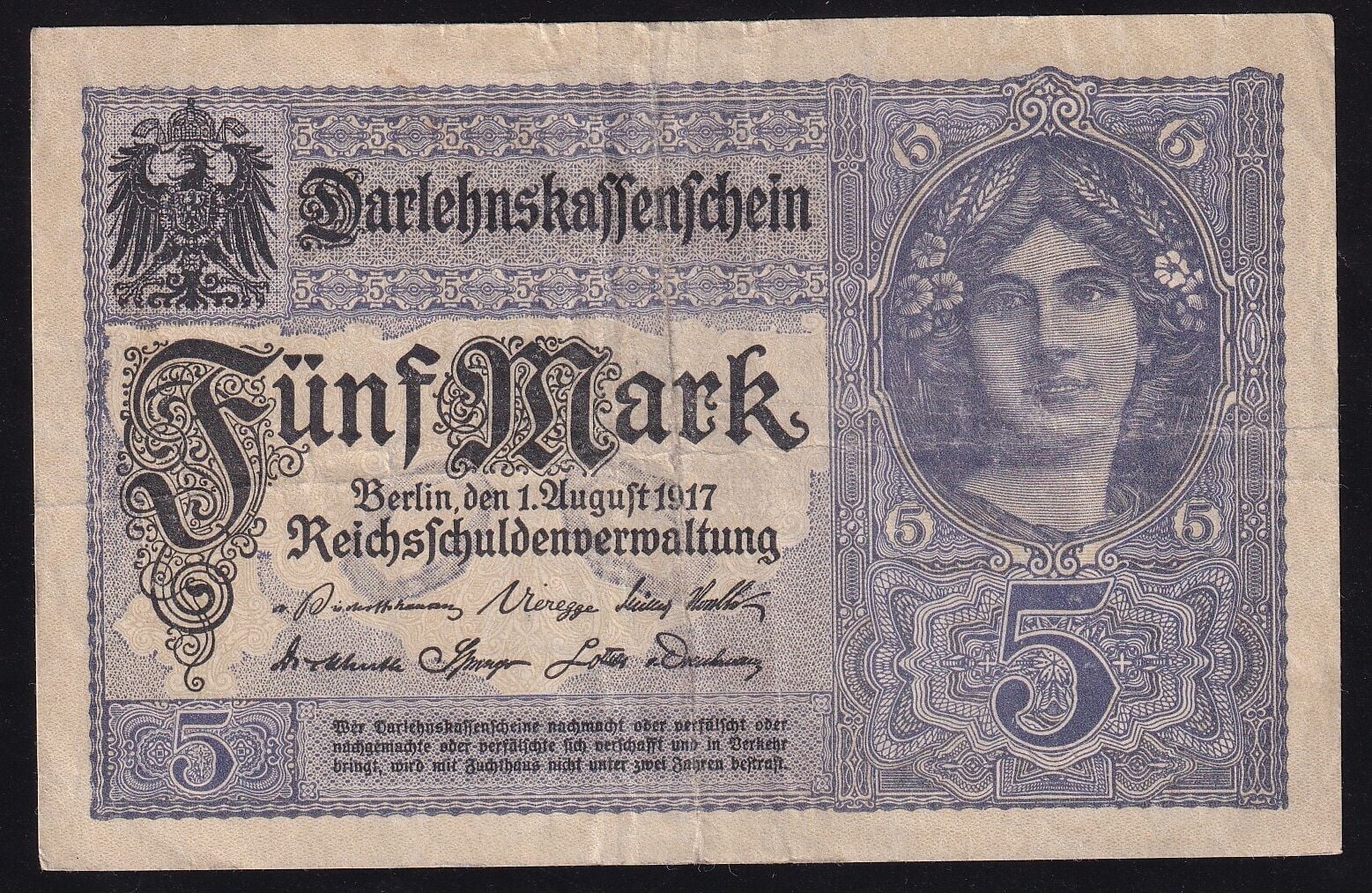 Almanya 5 Mark 1917 Çok Temiz+