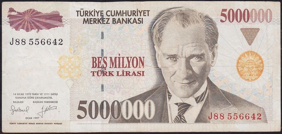 7.Emisyon 5 000 000 Lira J88 556642 Çok Temiz