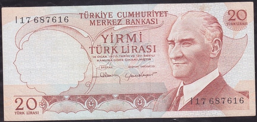 6.Emisyon 4.Tertip 20 Lira I17 687616 Çok Temiz +