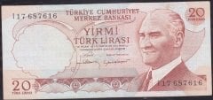 6.Emisyon 4.Tertip 20 Lira I17 687616 Çok Temiz +