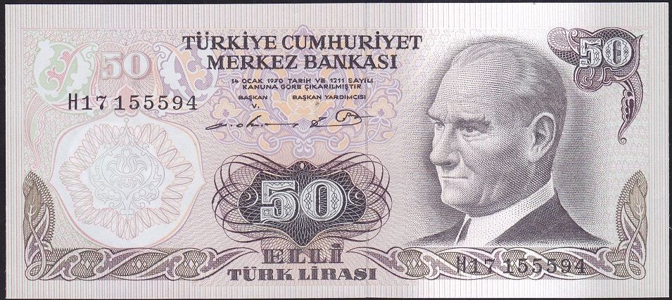 6.Emisyon 1.Tertip 50 Lira H17 155594 Çil