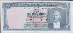 5.Emisyon 3.Tertip 5 Lira F16 442594 Çok Temiz +