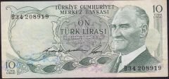 6.Emisyon 1.Tertip 10 Lira B34 208919 Çok Temiz+