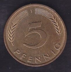 Almanya 5 Pfennig 1991 J