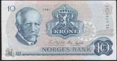 Norveç 10 Kroner 1981 Çok Temiz+