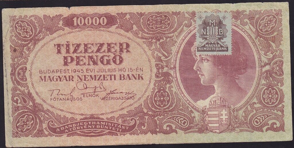 Macaristan 10000 Pengo 1945 Çok Temiz