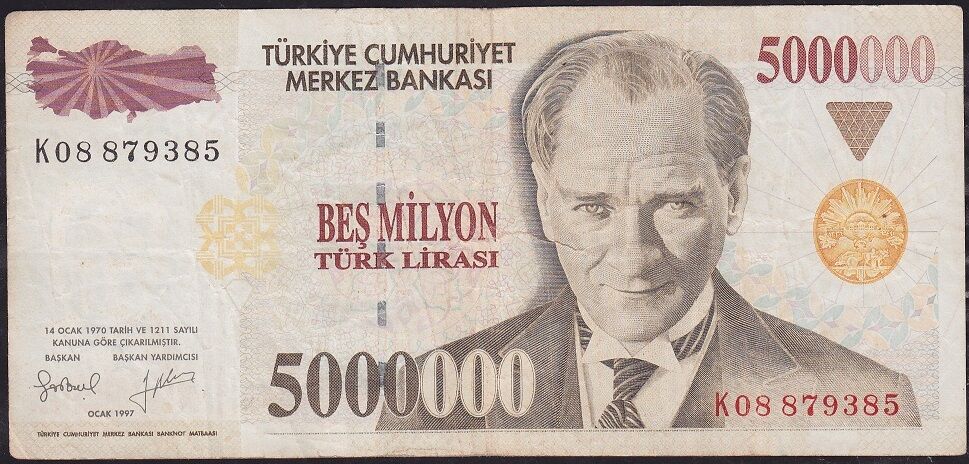 7.Emisyon 5 000 000 Lira K08 879385 Çok Temiz