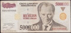 7.Emisyon 5 000 000 Lira K08 879385 Çok Temiz