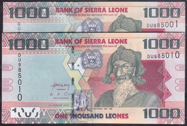 SİERRA LEONE 1000 LEONES 2010 - 10 ADET SERİ TAKİPLİ ÇİL eski para