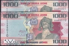 SİERRA LEONE 1000 LEONES 2010 - 10 ADET SERİ TAKİPLİ ÇİL eski para