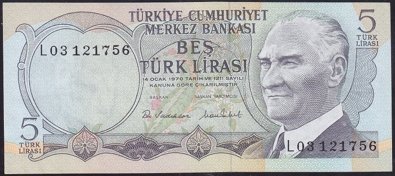 6.EMİSYON 2.TERTİP 5 LİRA L03 121756 ÇÇT + eski kağıt para değerleri