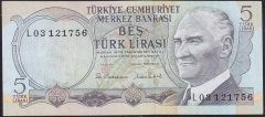 6.EMİSYON 2.TERTİP 5 LİRA L03 121756 ÇÇT + eski kağıt para değerleri