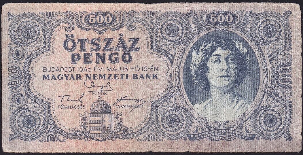 Macaristan 500 Pengo 1945 Temiz