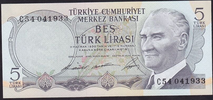 6.Emisyon 1.Tertip 5 Lira C54 041933 Çilaltı Çil
