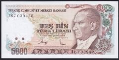 7.Emisyon 4.Tertip 5000 Lira I67 039425 Çilaltı