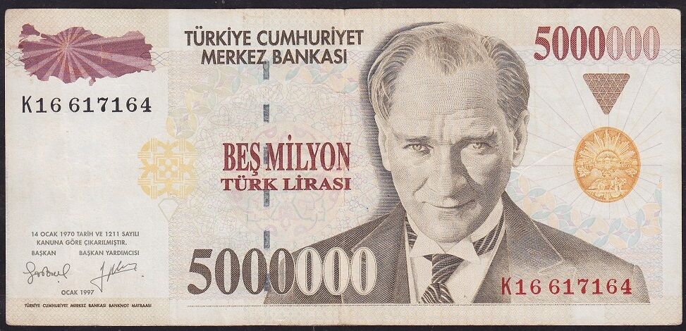 7.Emisyon 5 000 000 Lira K16 617164 Çok Temiz