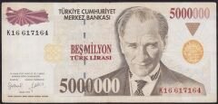 7.Emisyon 5 000 000 Lira K16 617164 Çok Temiz