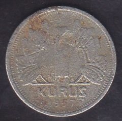 1937 YILI 1 KURUŞ HALİYLE