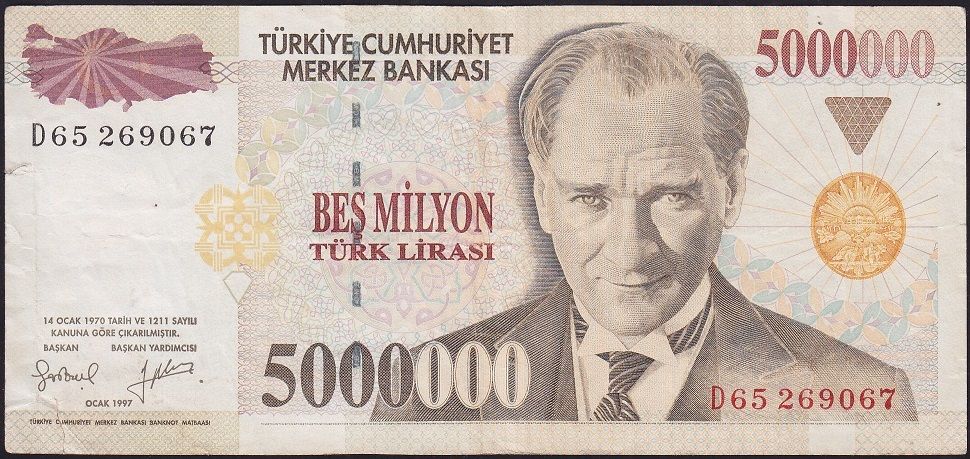 7.Emisyon 5 000 000 Lira D65 269067 Temiz