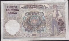 Sırbistan 100 Dinar 1941 Çok Temiz