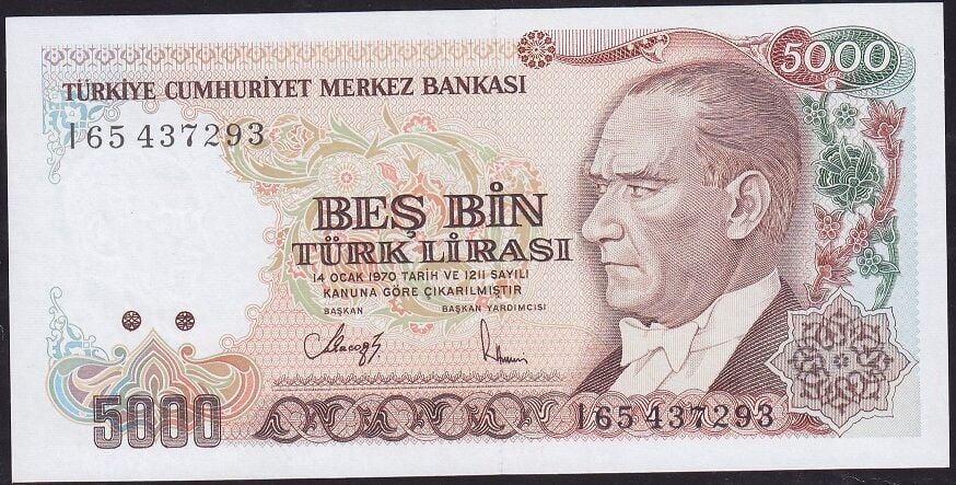 7.Emisyon 4.Tertip 5000 Lira I65 437293 Çil