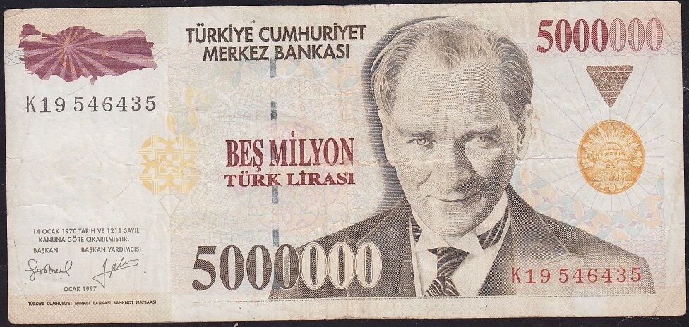 7.Emisyon 5 000 000 Lira K19 546435 Çok Temiz